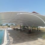 swimming pool tensile structure 150x150 - 20 نکته درباره طراحی و اجرای سقف استخر روباز و سایبان استخر