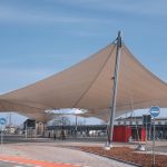 fabric roof structure busstation wittenberg 150x150 - آلاچیق و سایبان پارچه ای در مهدکودک و مدرسه