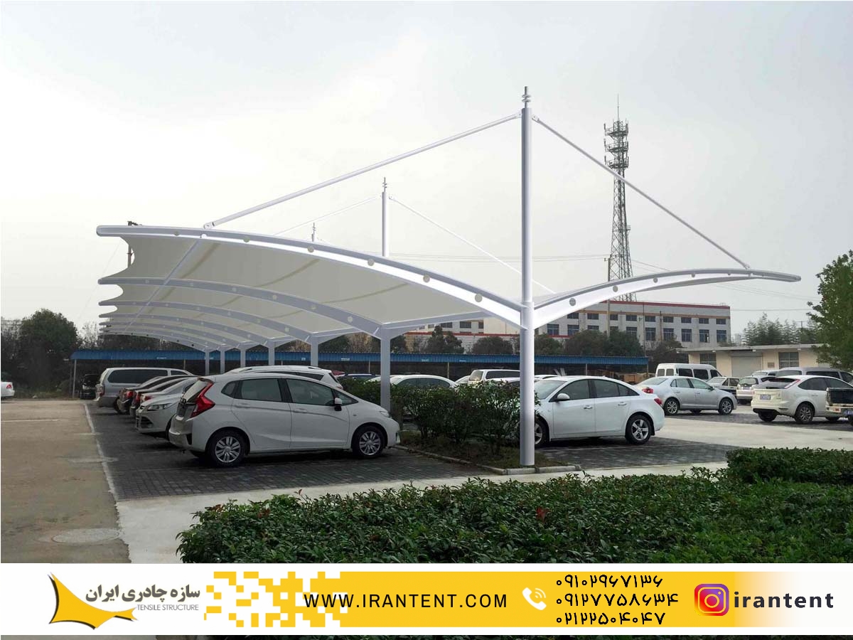 Tensile Structures for Cantilever Car Parking Shade Sheds Canopies Double Bay 1 - سایبان ماشین