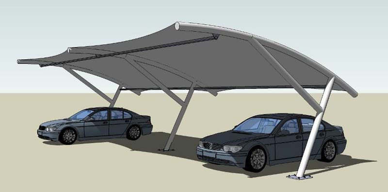 tensile structure car parking three - سازه چادری و الاچیق مدرن