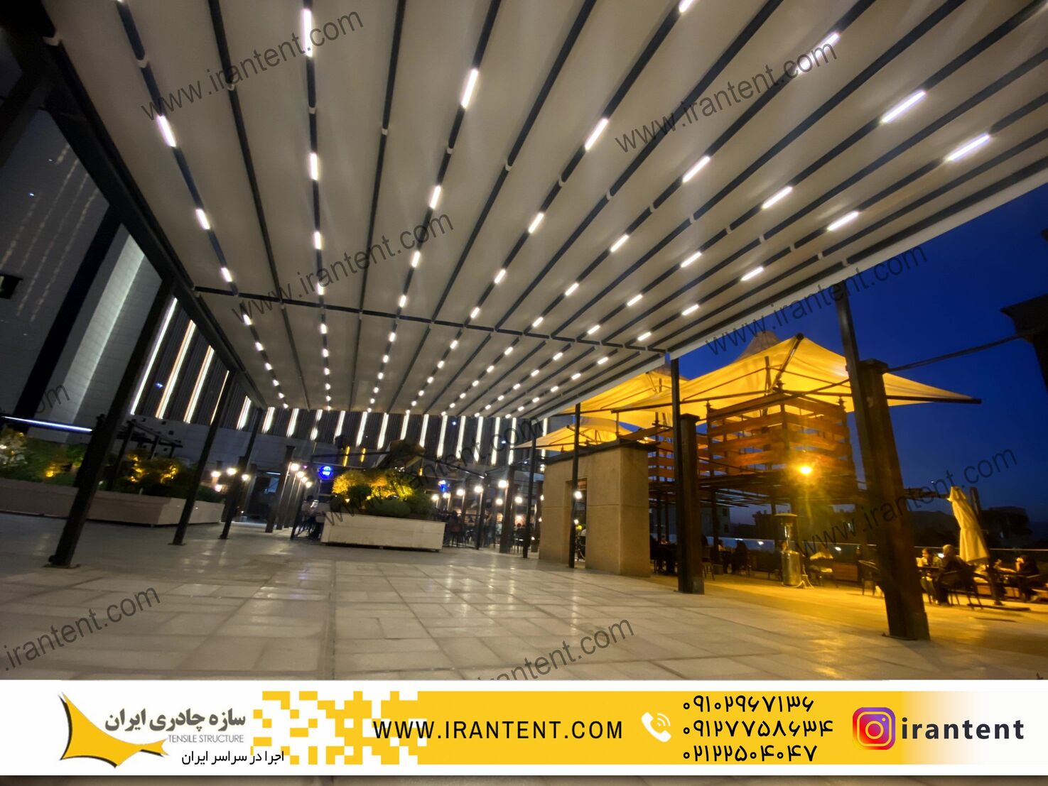 رستوران کیش - سازه چادری کیش | طراحی و اجرای انواع سایبان و سازه کششی در جزیره کیش